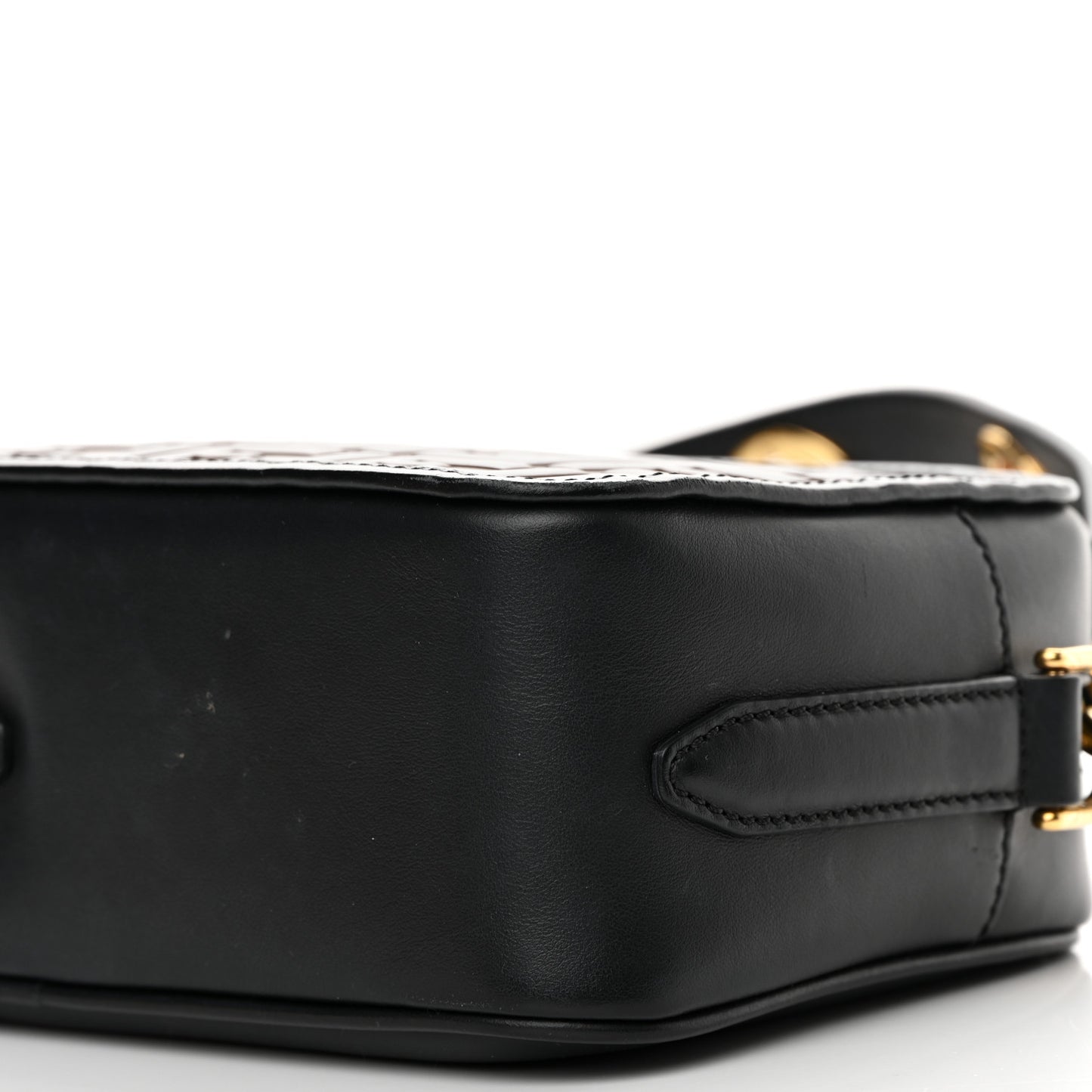 Vitello Century F is Fendi Bi-Color FF 1974 Embossed Camera Case Maya Black