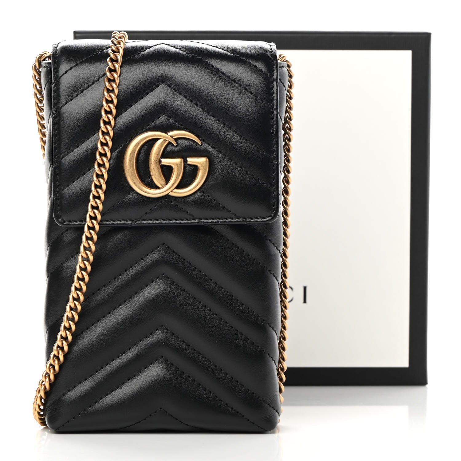 Gucci Calfskin Matelasse Mini GG Marmont Crossbody Bag Black 12 of 12