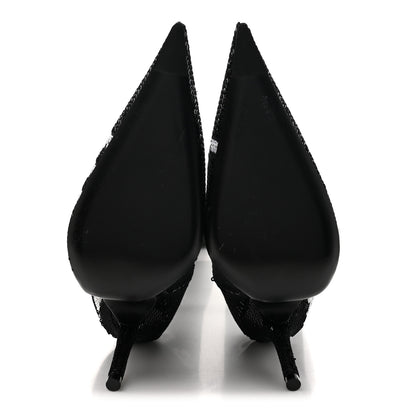 Balenciaga Sequin Spandex Logo 110mm Knife Thigh High Boots 37 Black 5 of 9