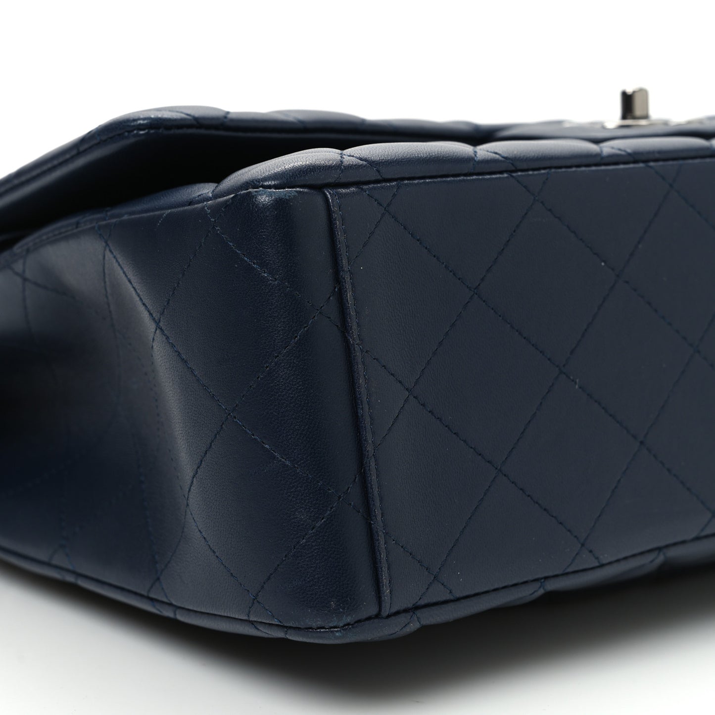 Lambskin Quilted Maxi Double Flap Dark Blue