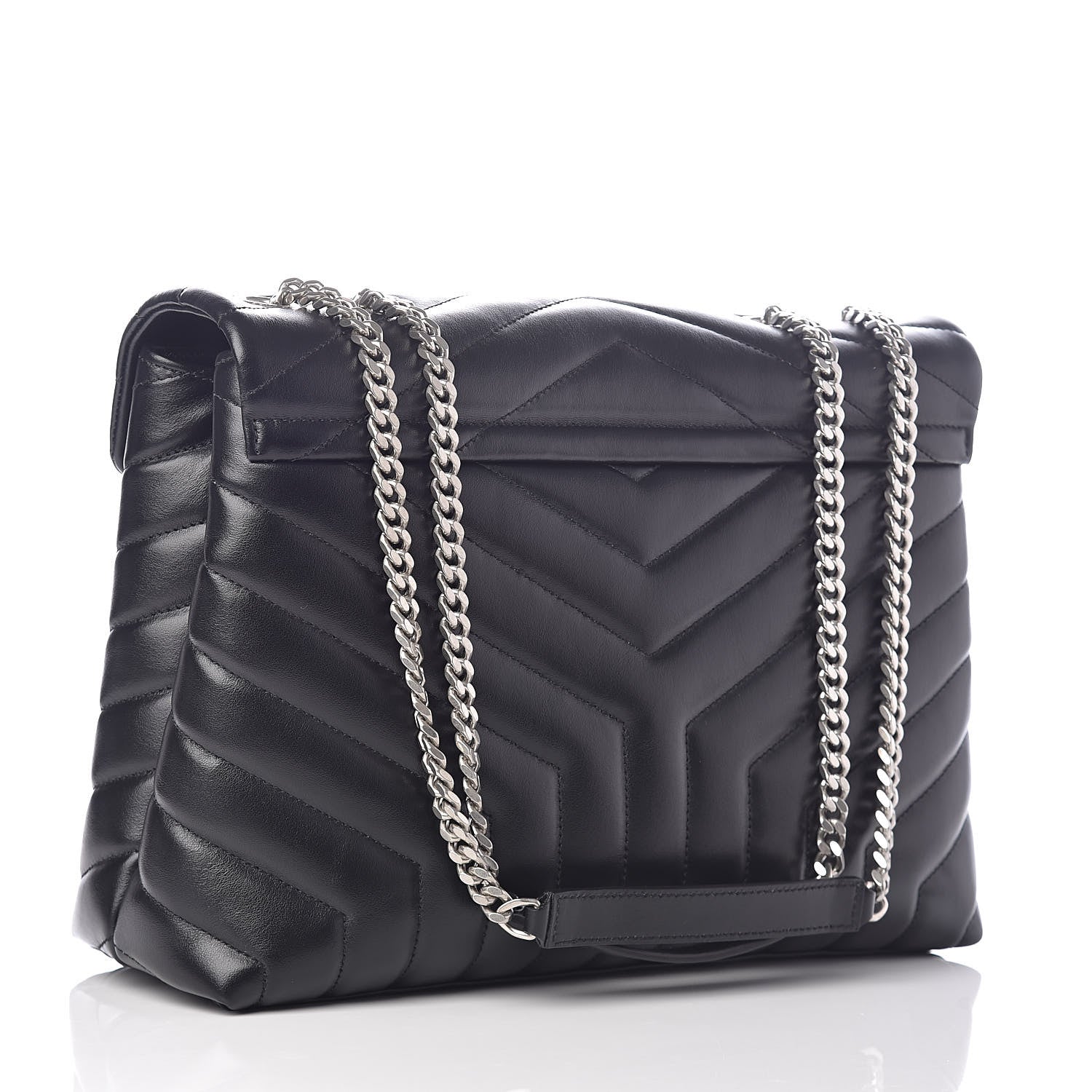 Saint Laurent Calfskin Y Quilted Monogram Medium Loulou Chain Satchel Black 4 of 10