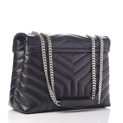 Saint Laurent Calfskin Y Quilted Monogram Medium Loulou Chain Satchel Black 4 of 10