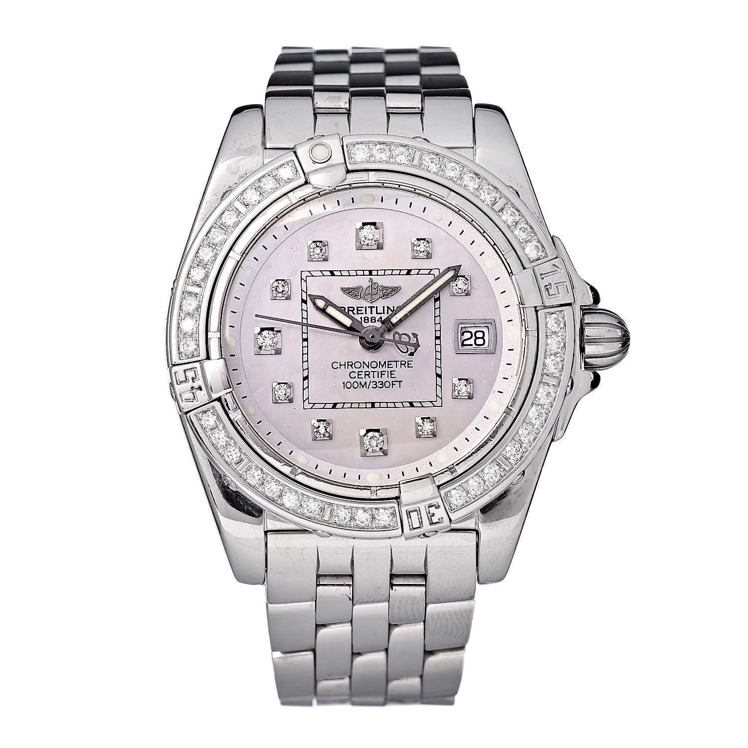Breitling Stainless Steel Diamond Mother of Pearl 32mm Lady Cockpit Quartz Watch A71356 1 of 8