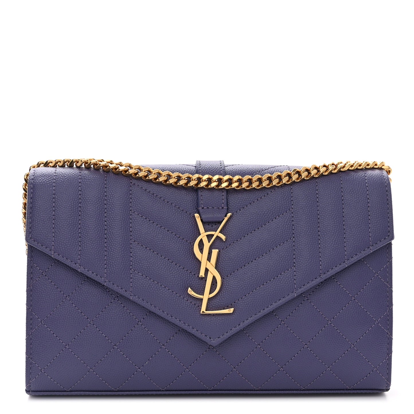 Grain De Poudre Mixed Matelasse Triquilt Monogram Chain Wallet Dark Wisteria