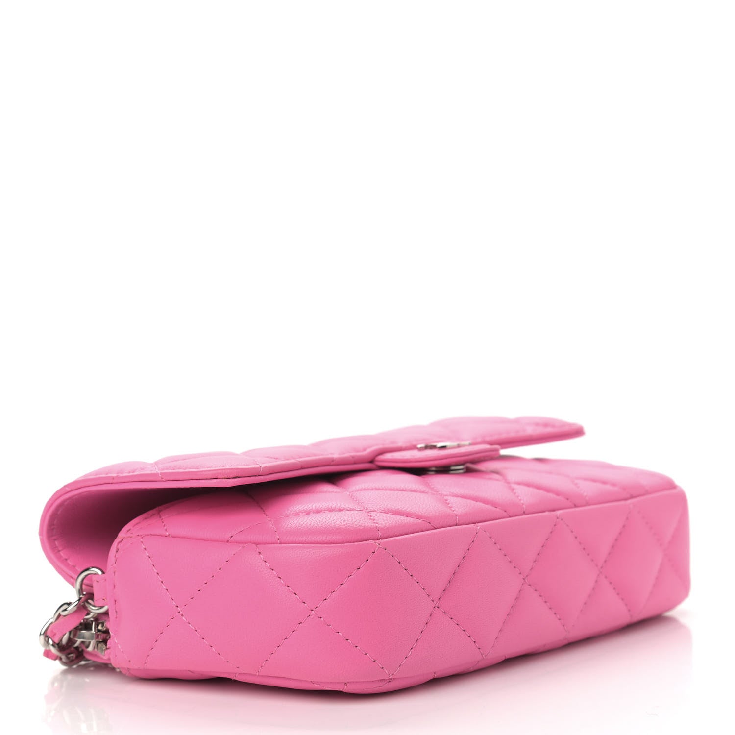 Chanel Lambskin Quilted Flap Phone Holder With Chain Neon Pink 5 of 14