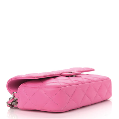 Chanel Lambskin Quilted Flap Phone Holder With Chain Neon Pink 5 of 14