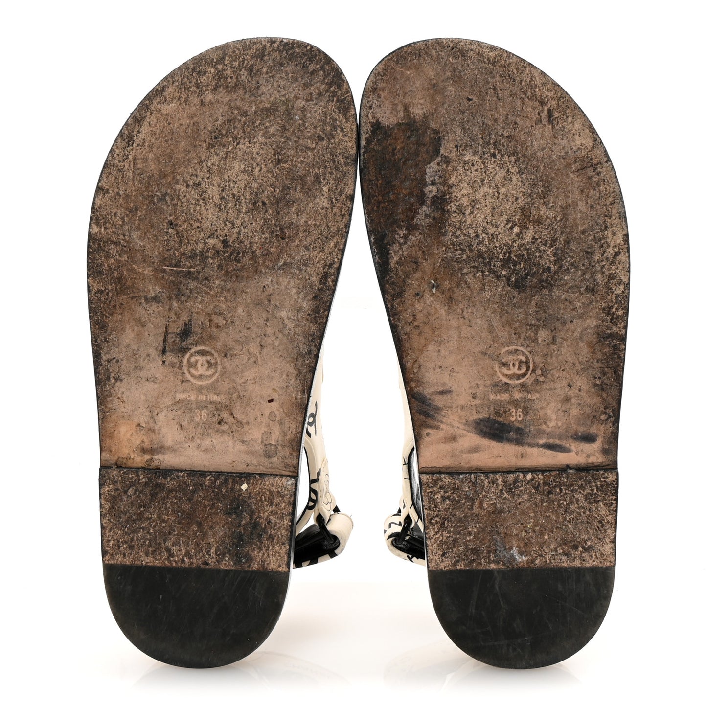 Lambskin Printed CC Velcro Dad Sandals 36 White Black
