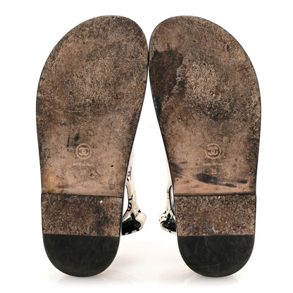 Chanel Lambskin Printed CC Velcro Dad Sandals 36 White Black 6 of 11