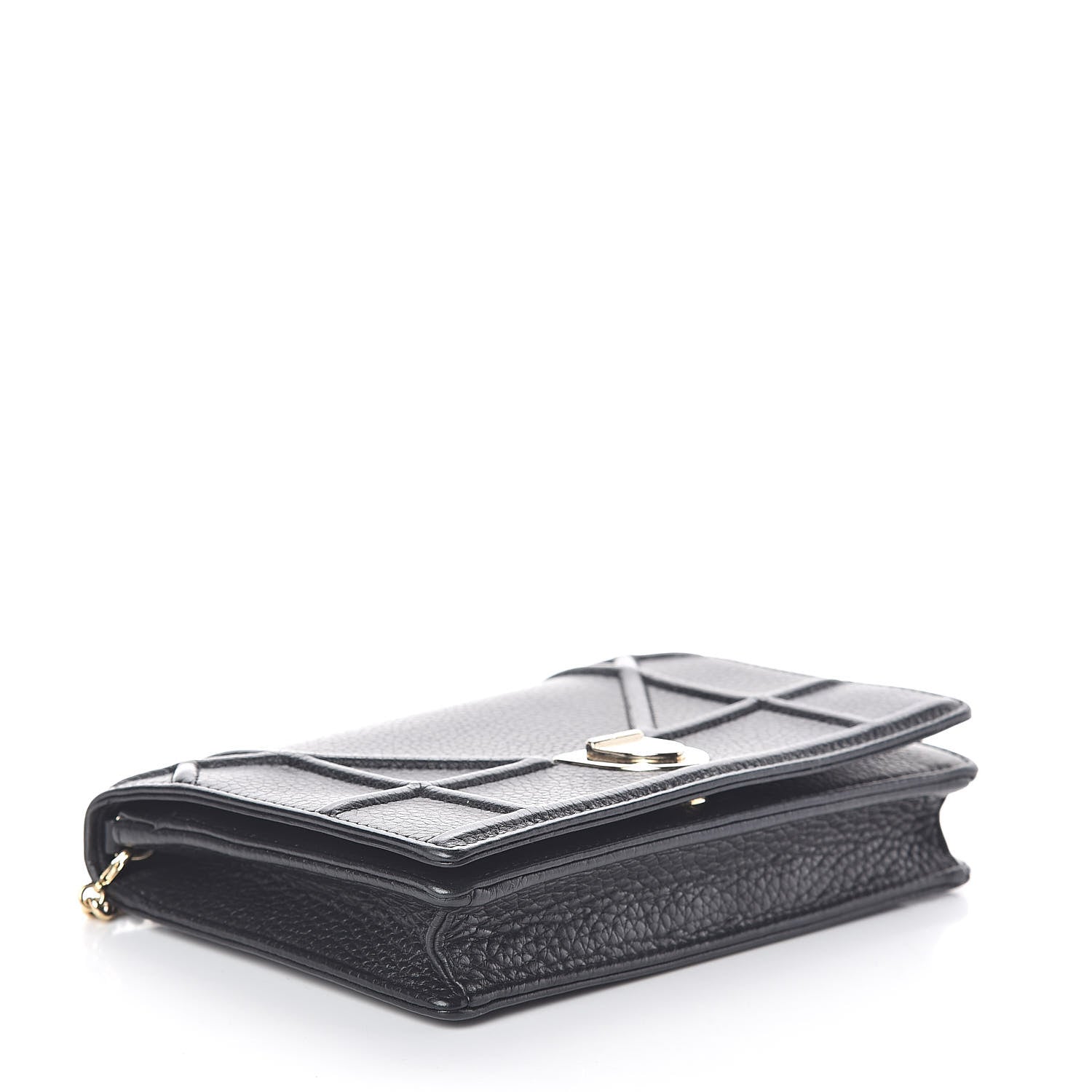 Christian Dior Grained Calfskin Diorama Wallet on Chain Pouch Black 4 of 9