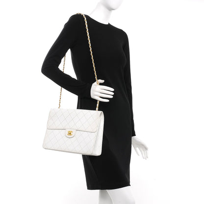 Chanel Caviar Quilted Jumbo Single Flap White 2 of 15