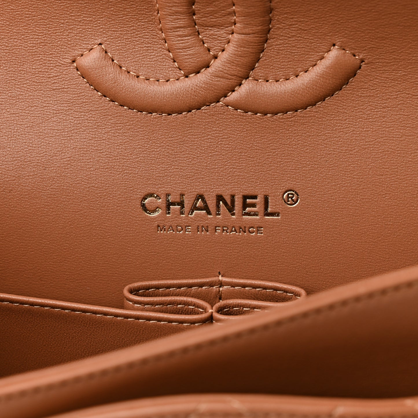 Lambskin Quilted Medium Double Flap Brown