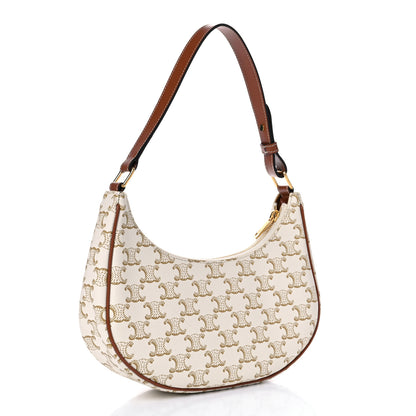 Celine Canvas Calfskin Ava Triomphe Shoulder Bag White 3 of 13