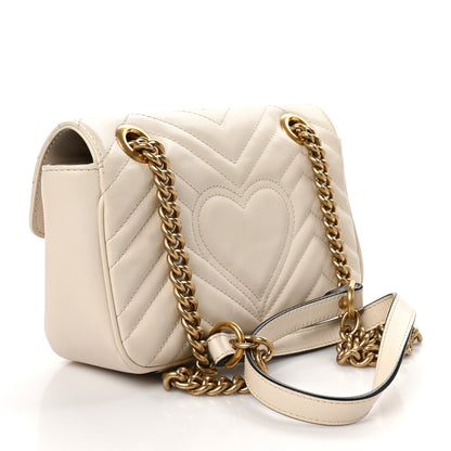 Gucci Calfskin Matelasse Mini GG Marmont Shoulder Bag White 3 of 10