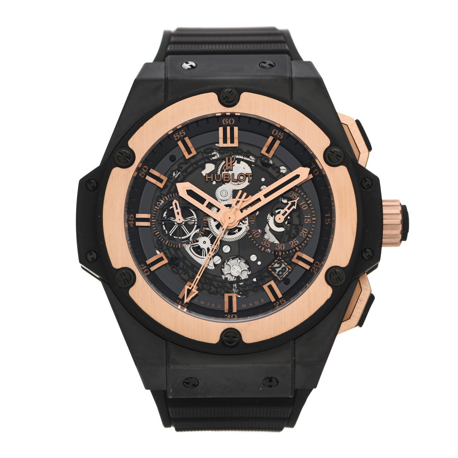 Hublot 18K Rose Gold Ceramic Rubber 48mm Big Bang King Power Chronograph Automatic Watch Black 701.CO.0180.RX 1 of 4