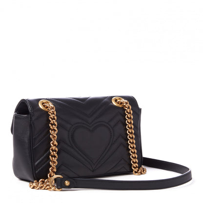 Gucci Calfskin Matelasse Mini GG Marmont Shoulder Bag Black 2 of 9