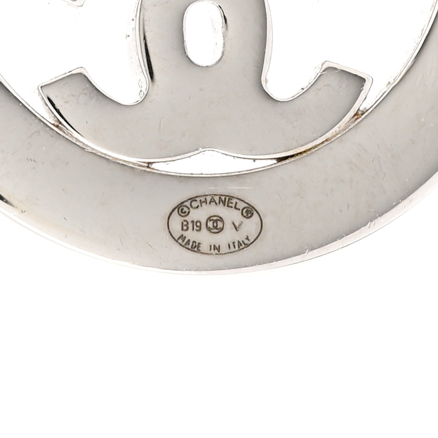 Chanel Crystal CC Round Earrings Silver 3 of 6