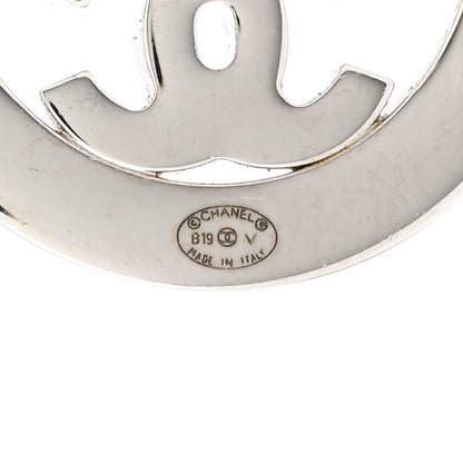 Chanel Crystal CC Round Earrings Silver 3 of 6