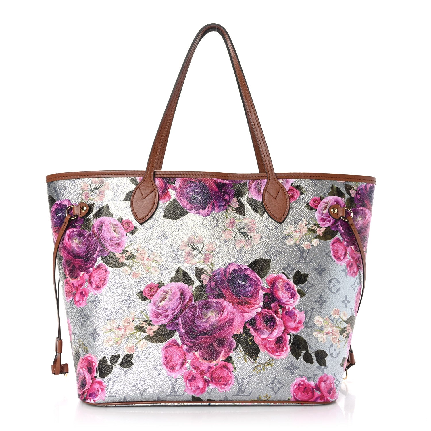 Louis Vuitton Metallic Monogram LV Garden Neverfull MM Silver 1 of 9
