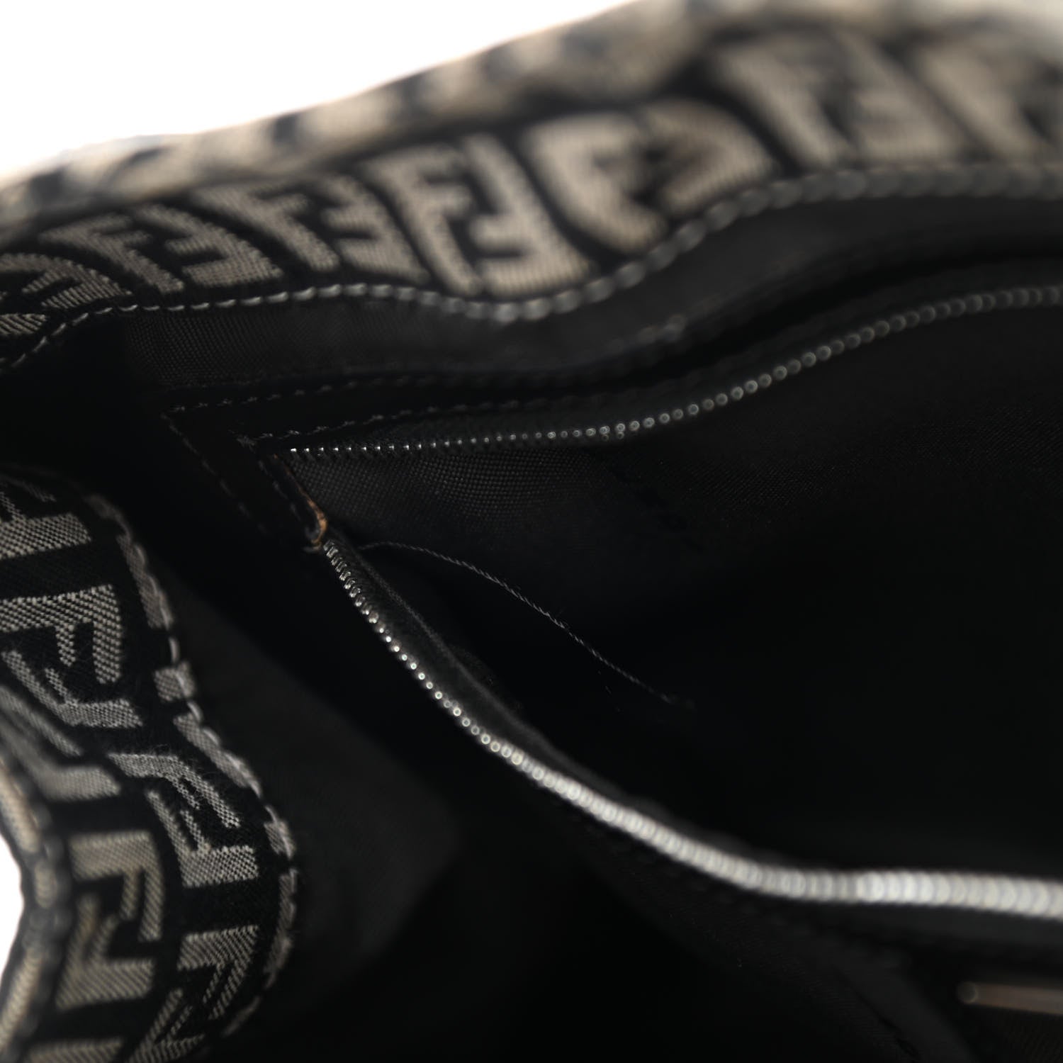 Fendi Zucchino Shoulder Bag Black White 10 of 13