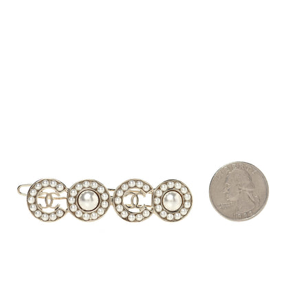 Chanel Pearl Coco Hair Clip Barrette Gold 2 of 6
