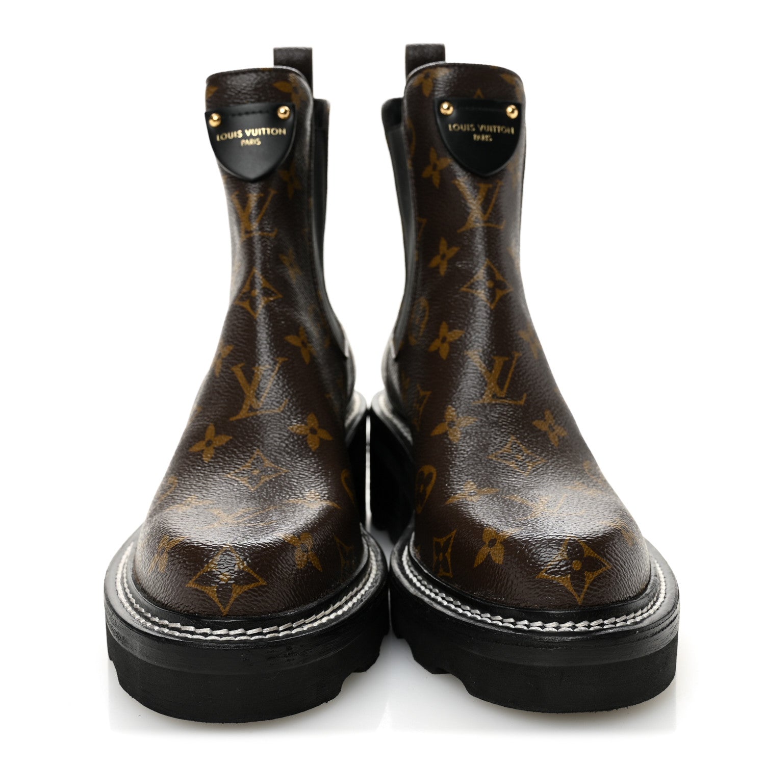 Louis Vuitton Patent Monogram LV Beaubourg Ankle Boots 38.5 Black 3 of 9
