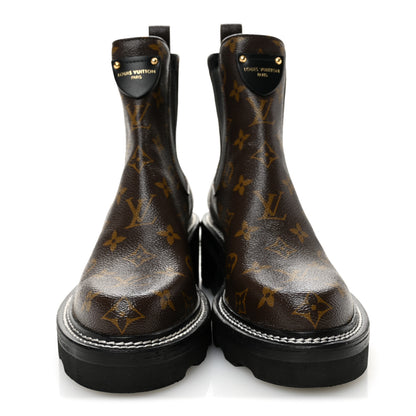 Louis Vuitton Patent Monogram LV Beaubourg Ankle Boots 38.5 Black 3 of 9