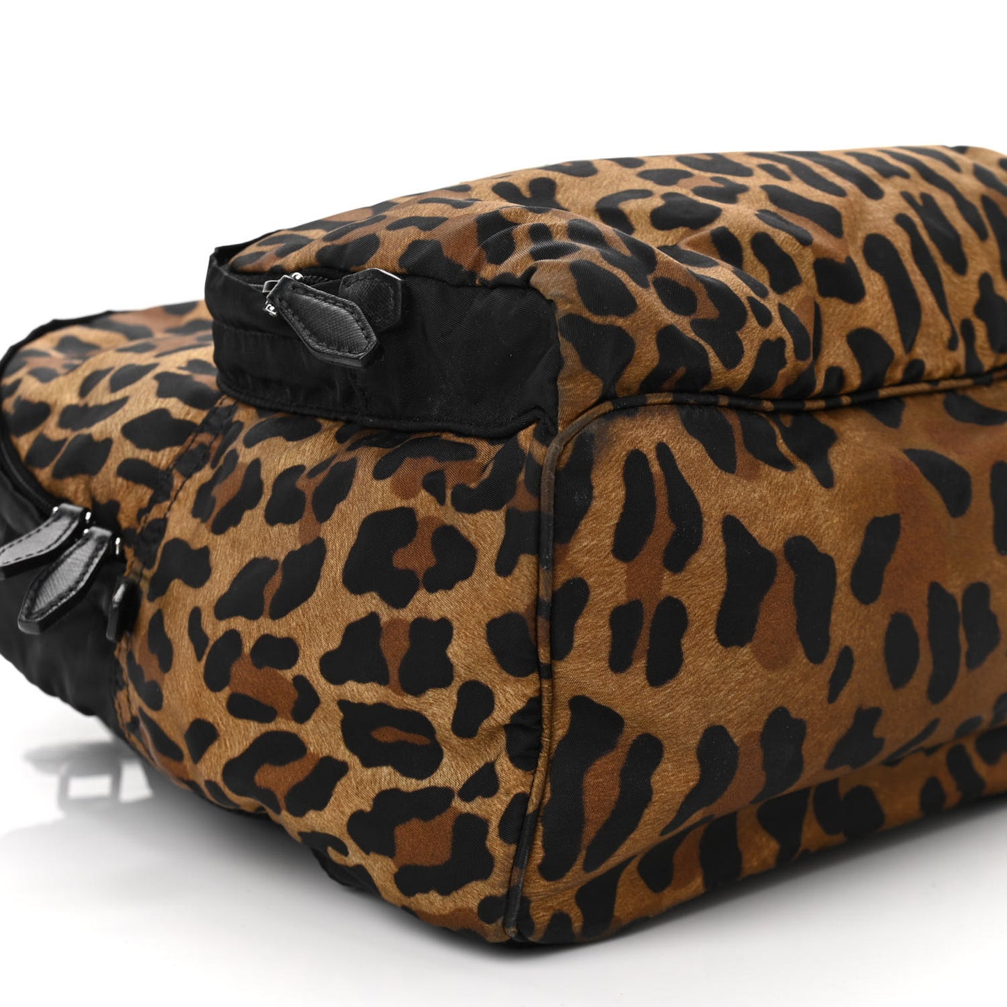 Tessuto Nylon Leopard Print Backpack Miele Black