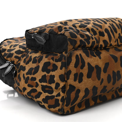 Prada Tessuto Nylon Leopard Print Backpack Miele Black 8 of 10