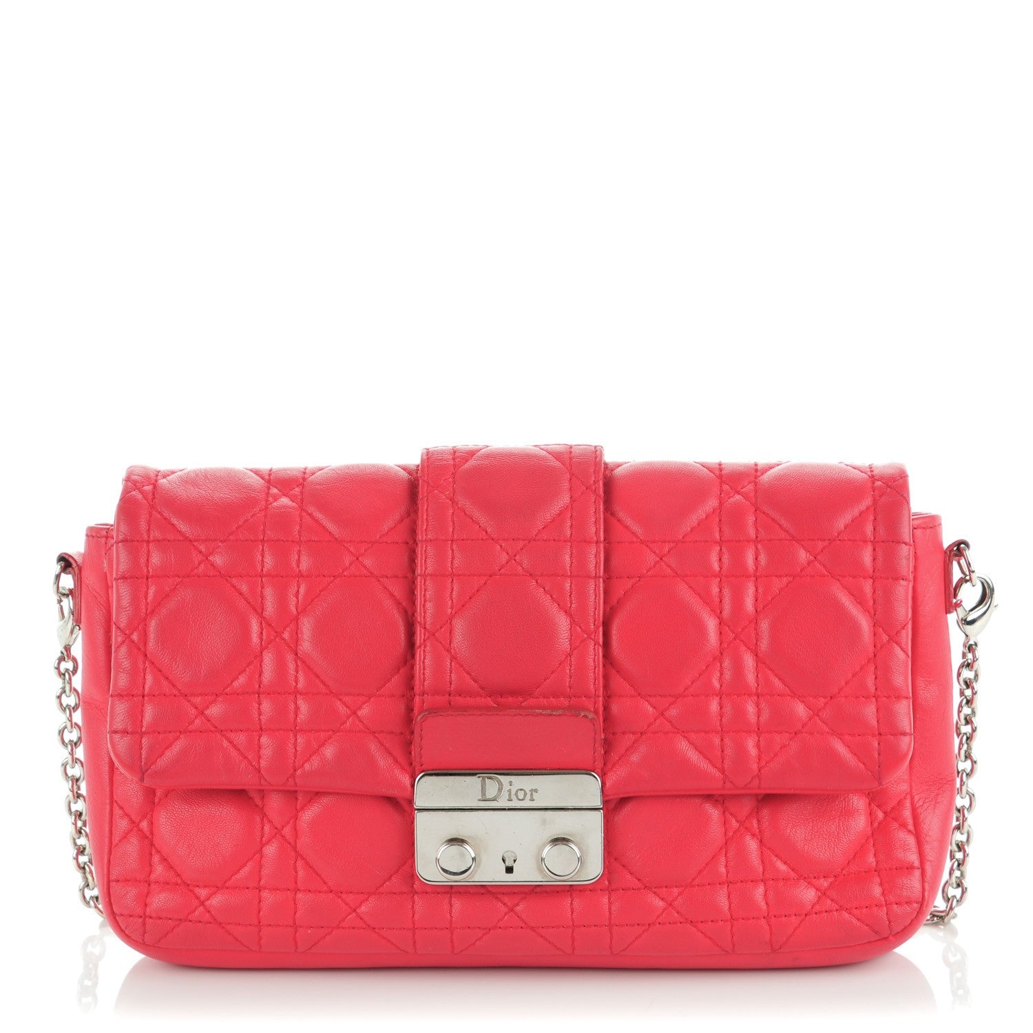 Christian Dior Lambskin Cannage New Lock Pouch Geranium 1 of 8