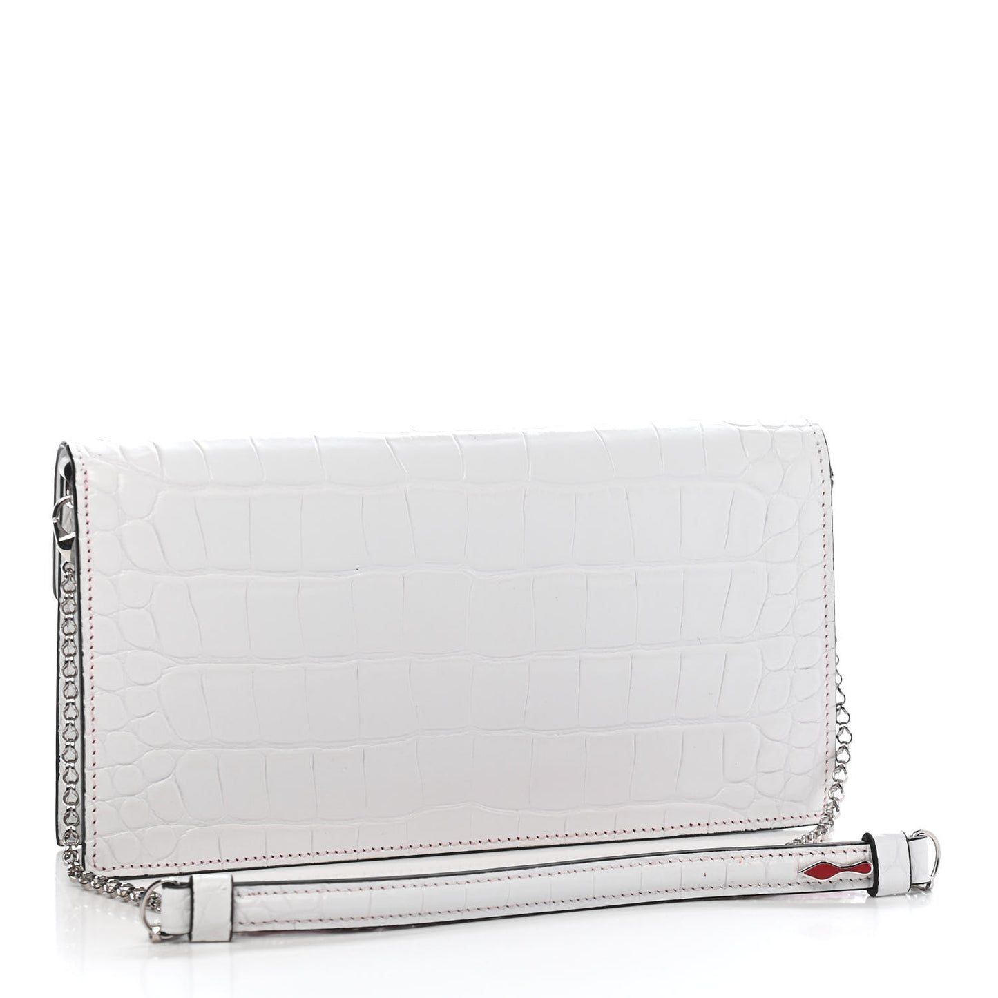 Calfskin Alligator Embossed Elisa Baguette Bianco