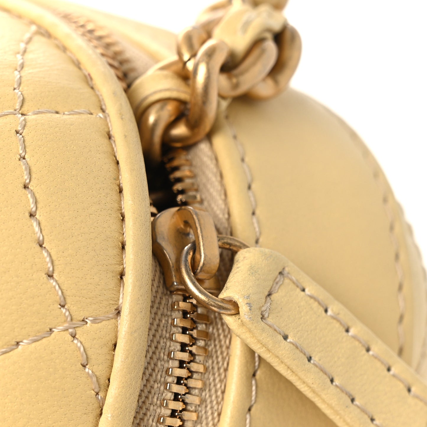 Lambskin Quilted CC Bubble Vanity Case With Chain Light Yellow