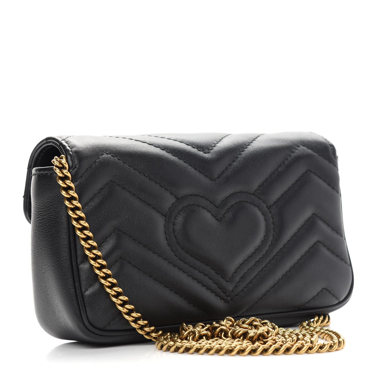 Gucci Calfskin Matelasse Super Mini GG Marmont Shoulder Bag Black 3 of 10