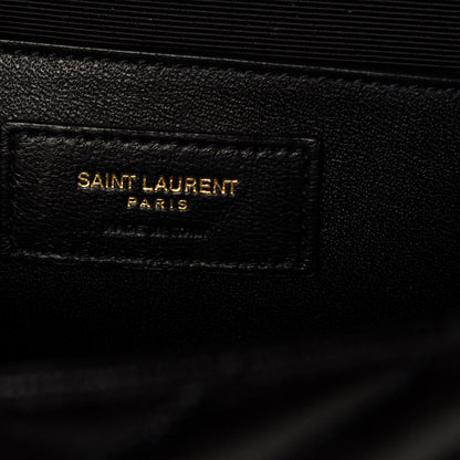 Saint Laurent Grain De Poudre Matelasse Chevron Medium Monogram Satchel Black 6 of 11
