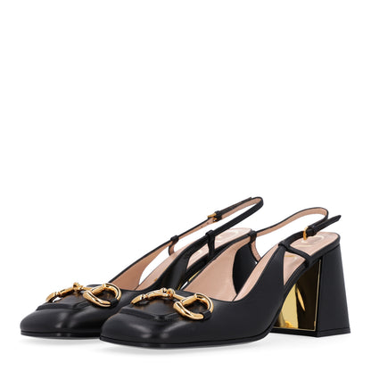 Gucci Malaga Kid Horsebit 75mm Slingback Pumps 39.5 Black 4 of 10