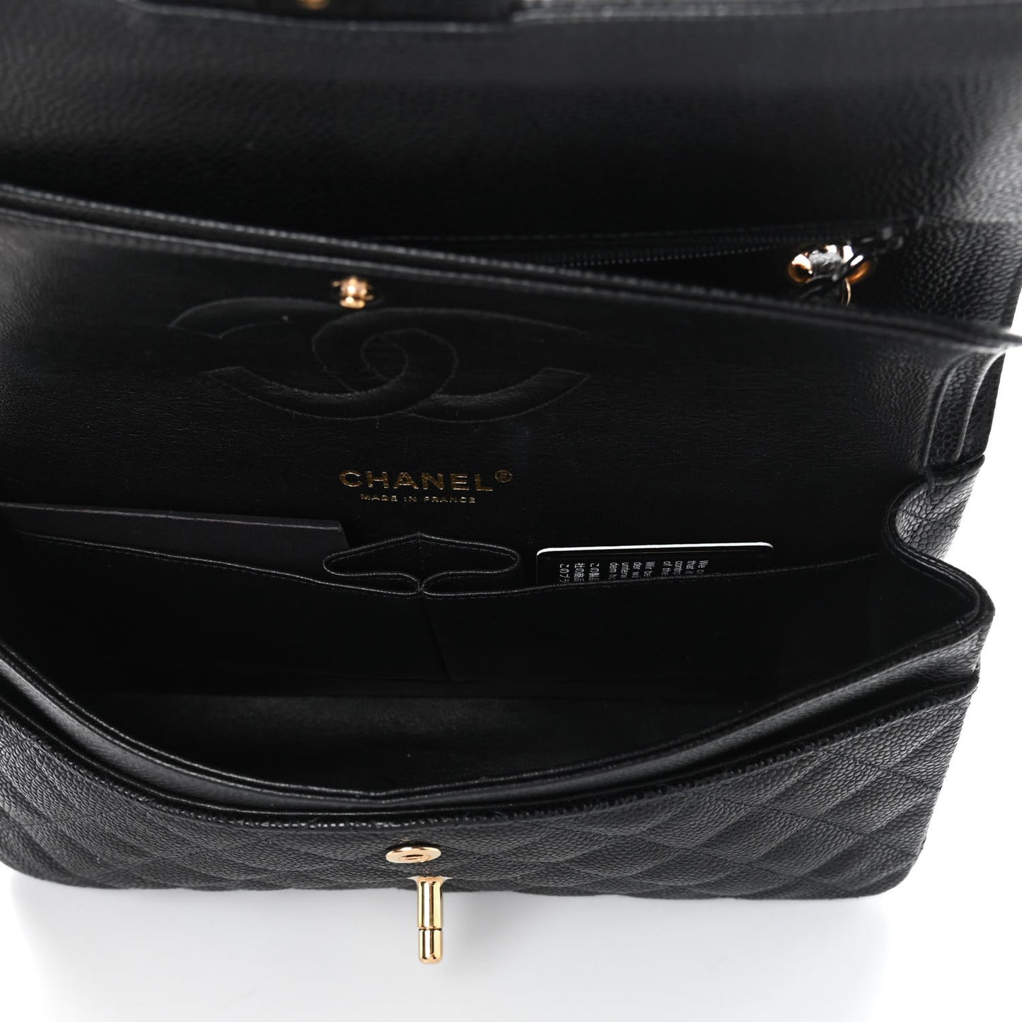 Caviar Quilted Medium Double Flap Black