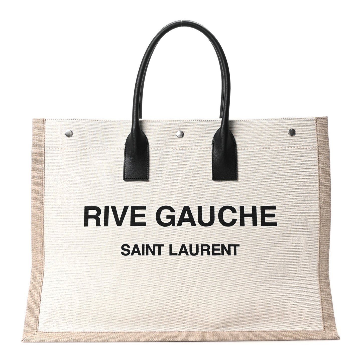 Linen Calfskin Small Rive Gauche Tote Greggio Natural