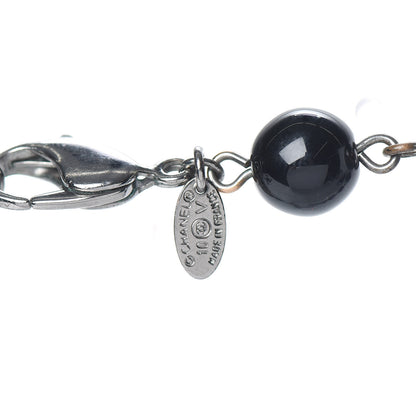 Chanel Pearl Beaded CC Long Necklace Silver Black 3 of 5