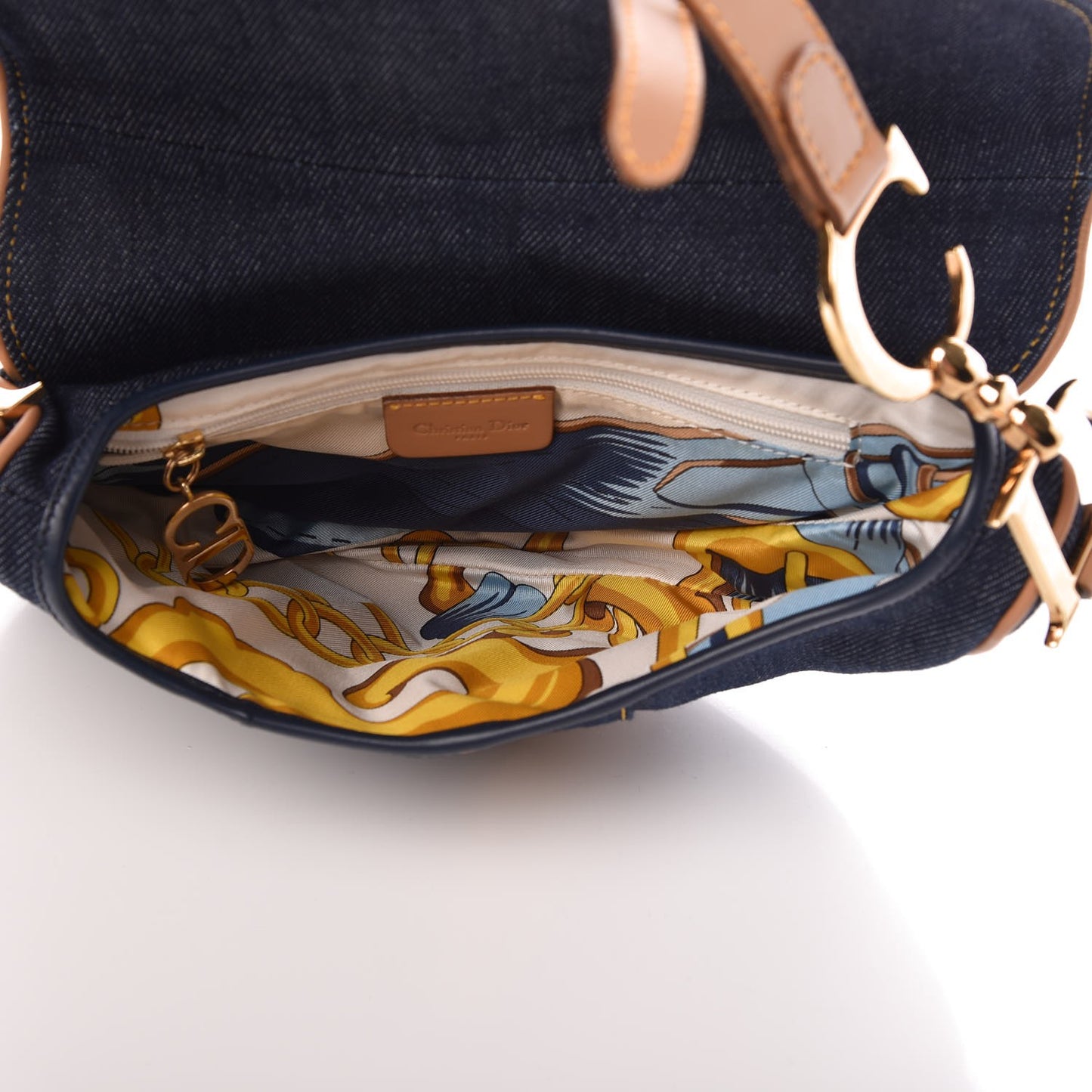 Denim Calfskin Saddle Bag Blue