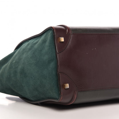 Celine Smooth Calfskin Suede Mini Tri-Color Luggage Burgundy 6 of 10