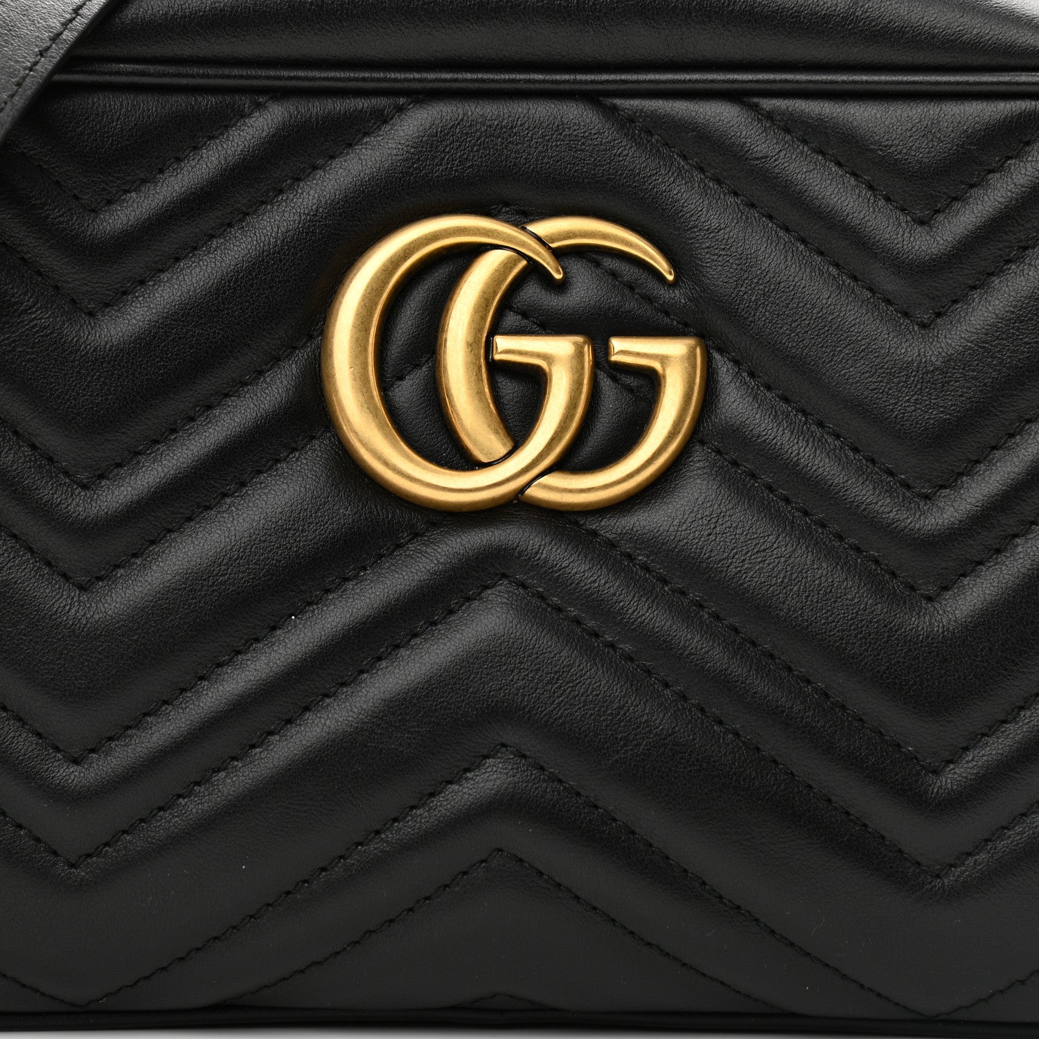 Gucci Calfskin Matelasse Small GG Marmont Chain Shoulder Bag Black 8 of 11