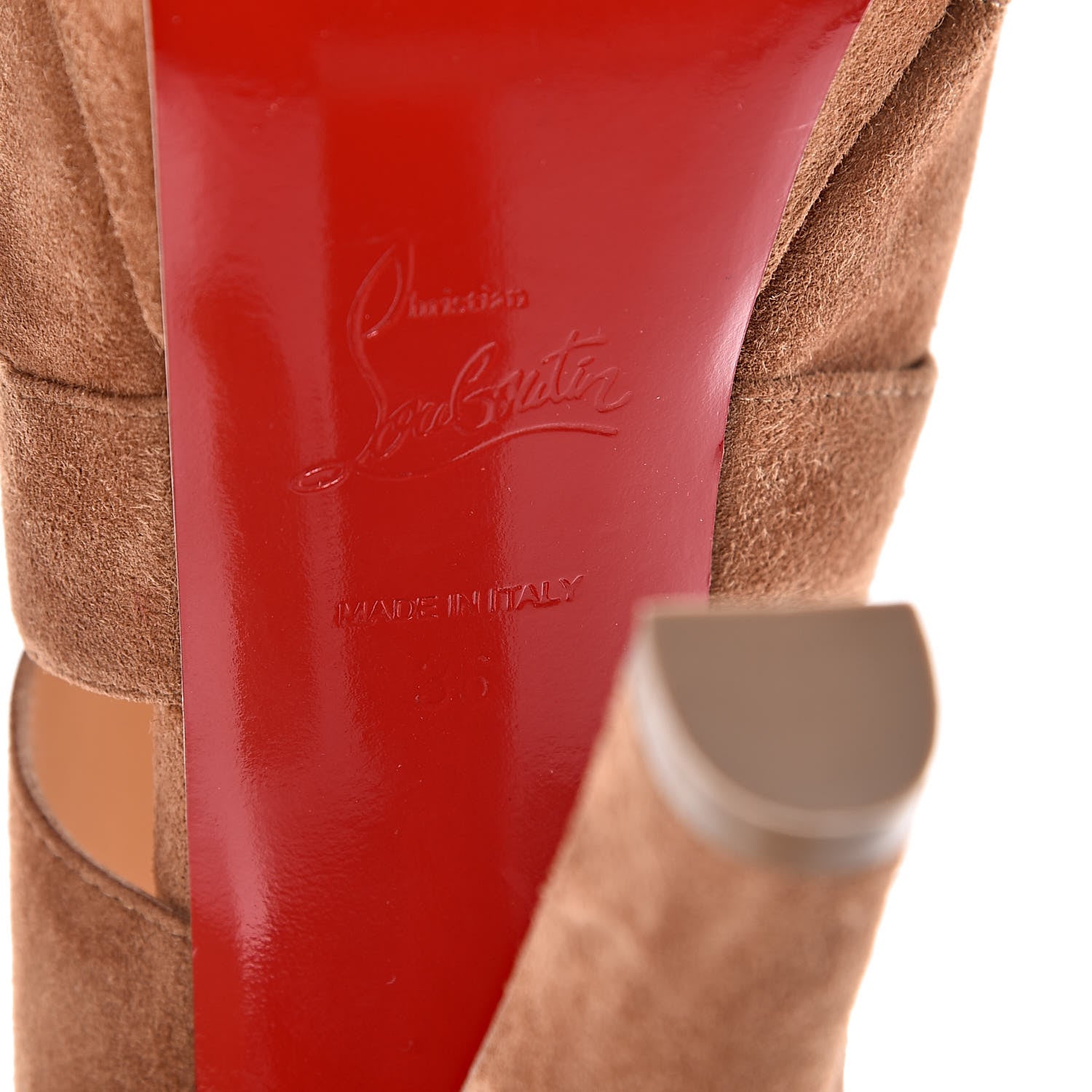 Christian Louboutin Suede Apron Lili 120 Pumps 36 Noisette 7 of 9