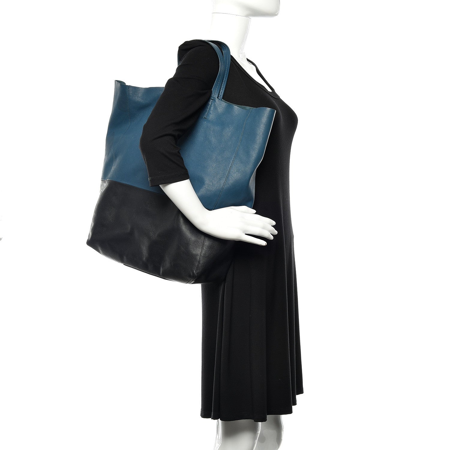 Celine Lambskin Vertical Bi-Cabas Petrol Black 2 of 18