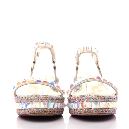 Christian Louboutin Glitter Luminor Cataclou 60 Platform Sandals 37 Navy Dark Gun 2 of 9