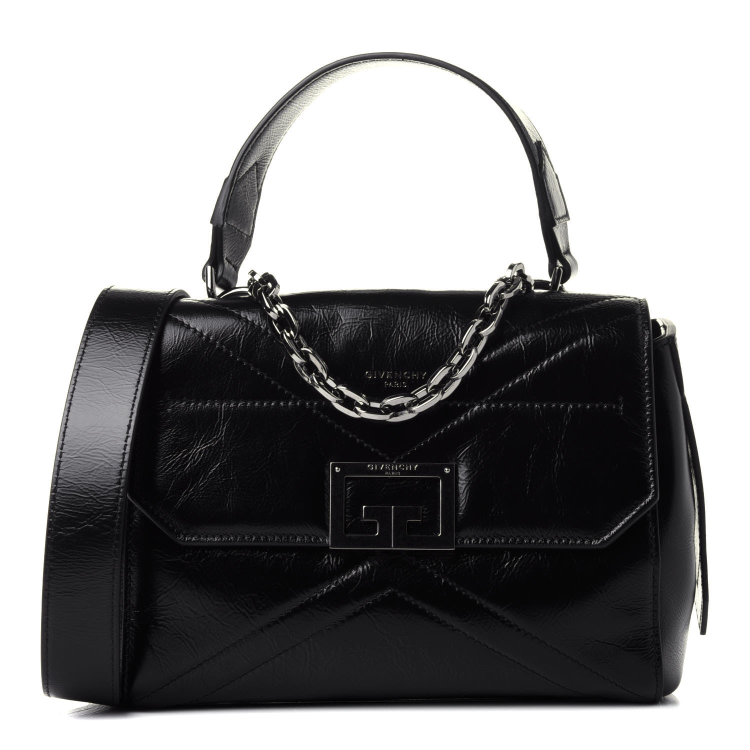 Givenchy Creased Patent Calfskin Small ID Flap Black 1 of 4