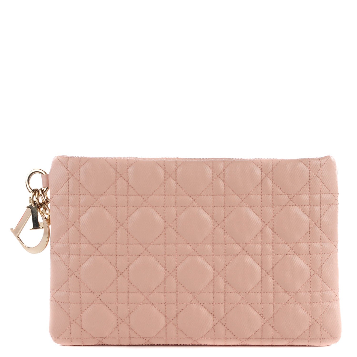 Christian Dior Coated Canvas Cannage Panarea Clutch Light Pink 1 of 9