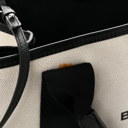 Balenciaga Cotton Canvas Satin Calfskin S Navy Cabas Natural Black 12 of 12
