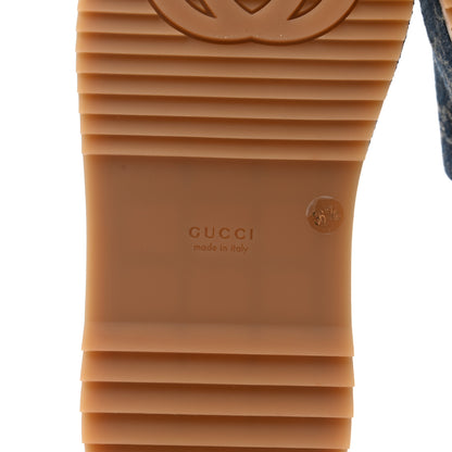 Gucci New Denim GG Monogram Angelina Platform 55mm Slide Sandals 36.5 Blue Tea 6 of 9