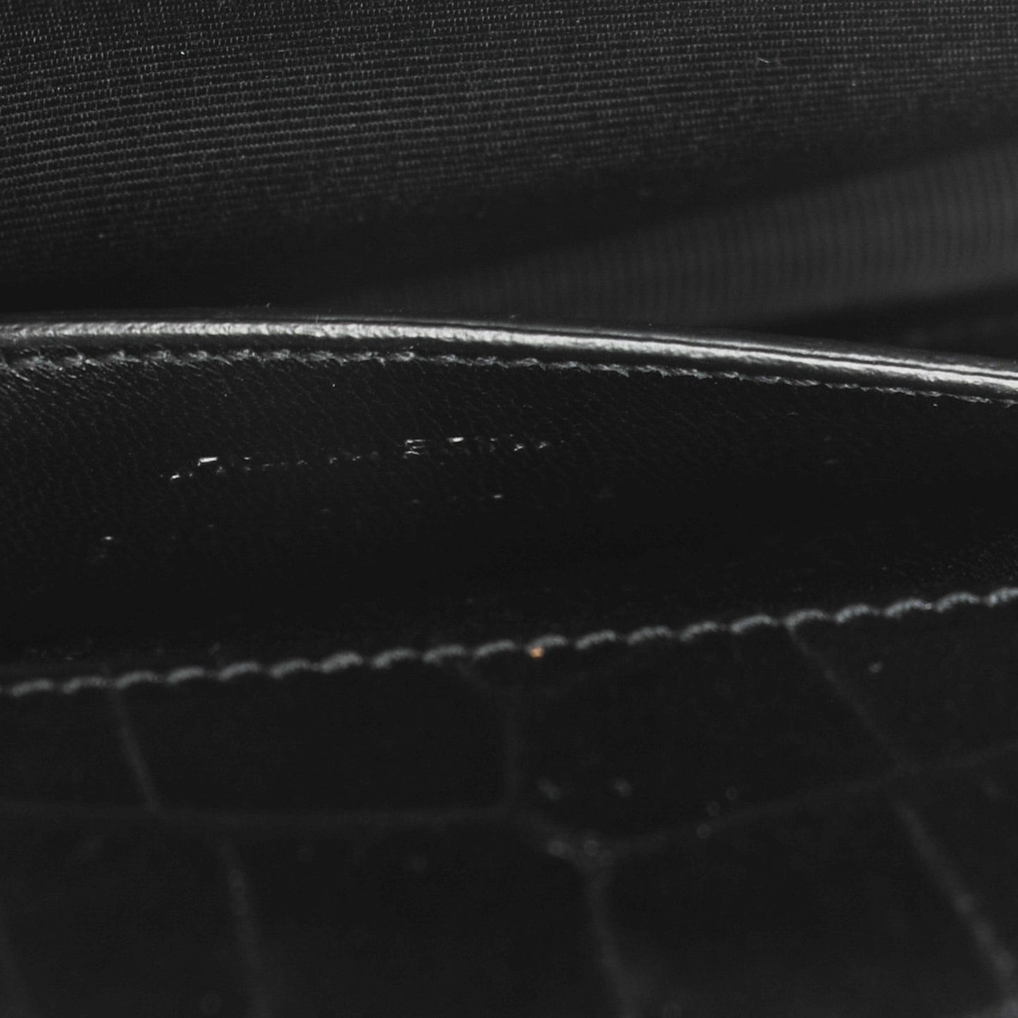 Calfskin Crocodile Embossed Classic Kate Monogram Clutch Black