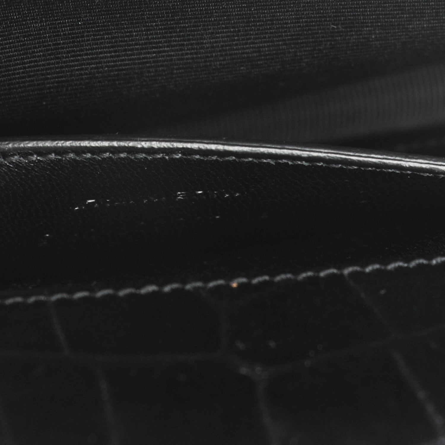 Saint Laurent Calfskin Crocodile Embossed Classic Kate Monogram Clutch Black 7 of 8