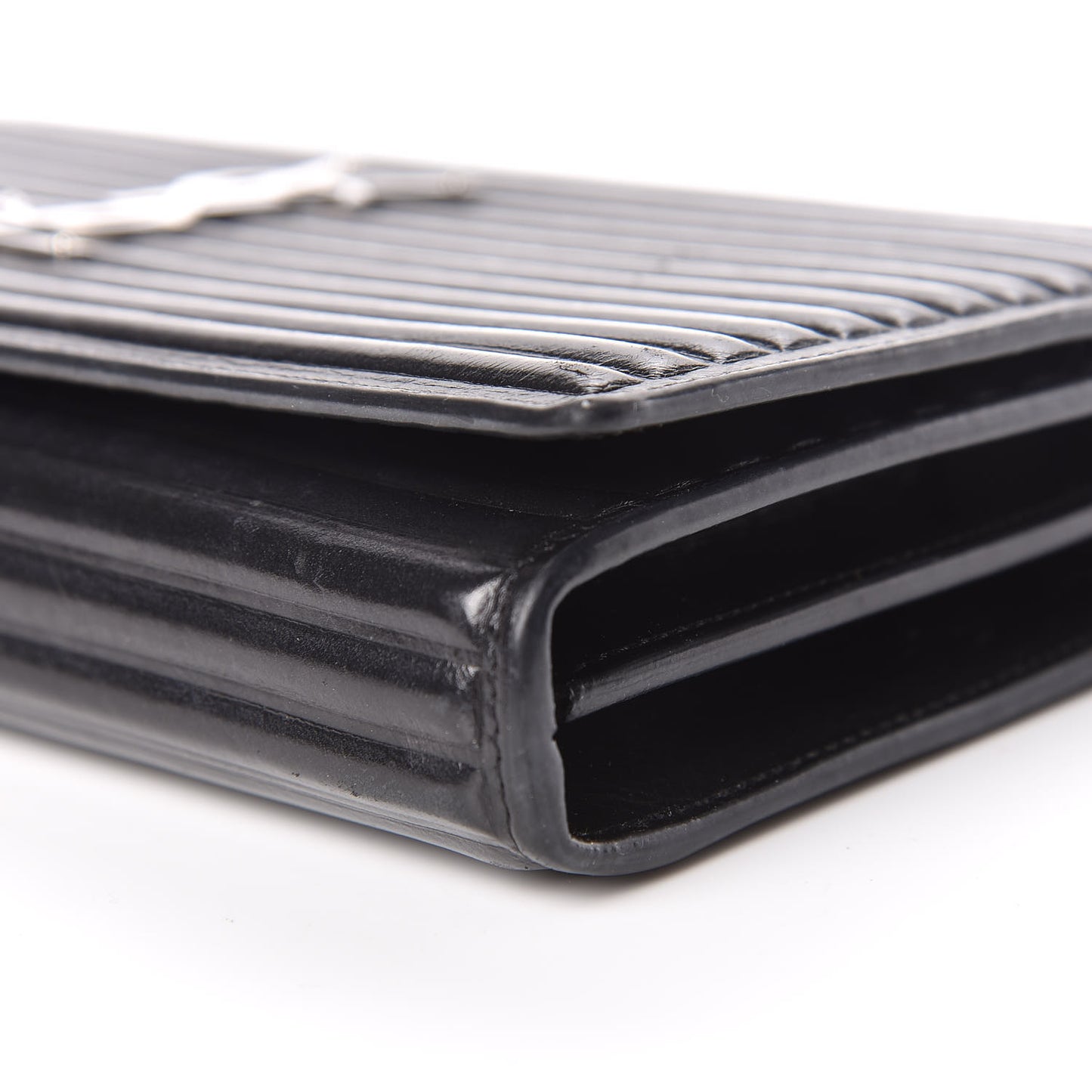Ribbed Calfskin Opium Monogram Chain Wallet Black